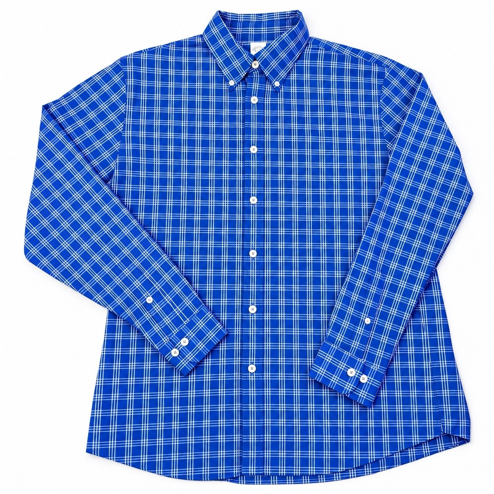 Brooks Brothers 1818 Regent Fit Shirt Mens L ROYAL Blue Plaid Cotton Button Down